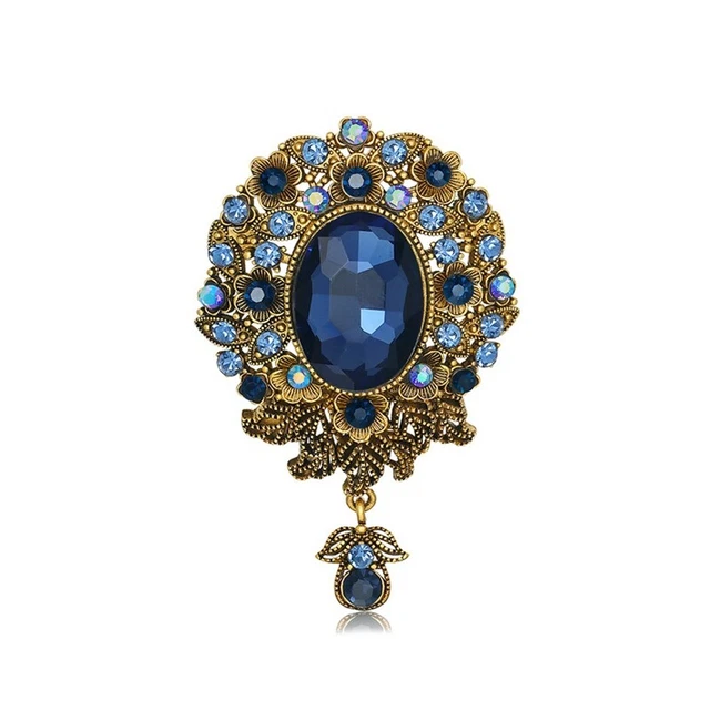 Crystal Flower Brooch Pins Women Flower Broches Elegant Badge Jewelry5080