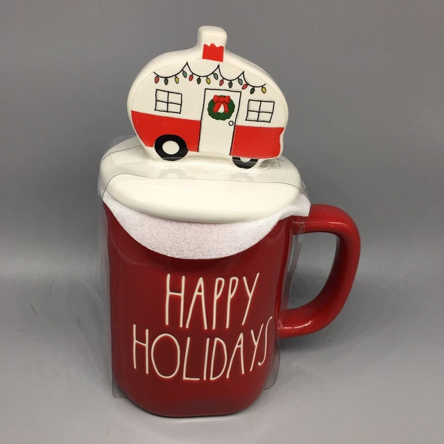 Rae Dunn Red Christmas HAPPY HOLIDAYS Mug Travel Trailer Camper Topper  2022 NEW