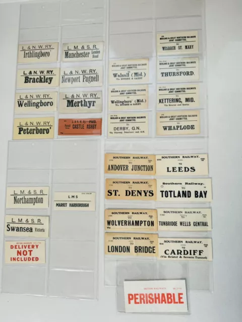 Job Lot of 28 Vintage Luggage Labels LNWR LMSR MGNR BR Southern Railway Etc