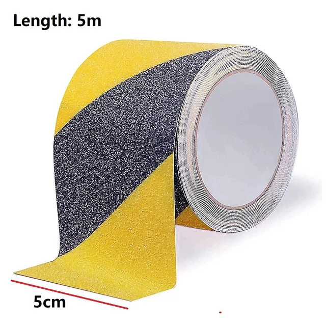 Anti Slip Tape for Various Surfaces 50mm x 5m Black Yellow High Grip Adhesive