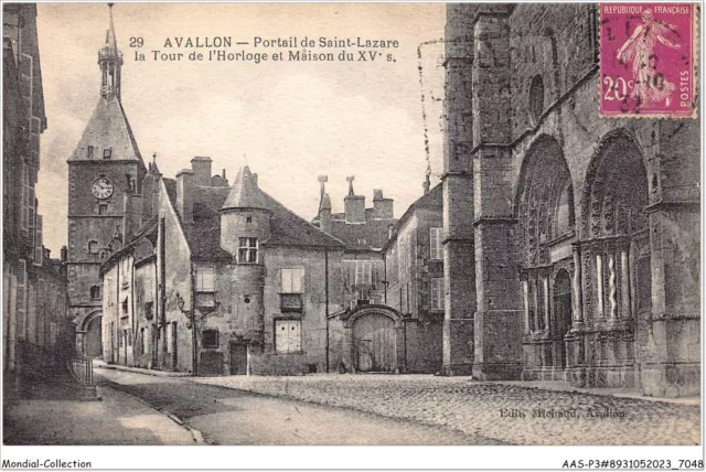 AASP3-0248 - AVALLON - portail de st-lazare - la tour de l'horloge et maiso