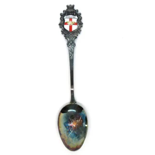 Andenkenlöffel aus 800er Silber KOBLENZ Wappen emailliert Silver Souvenir Spoon