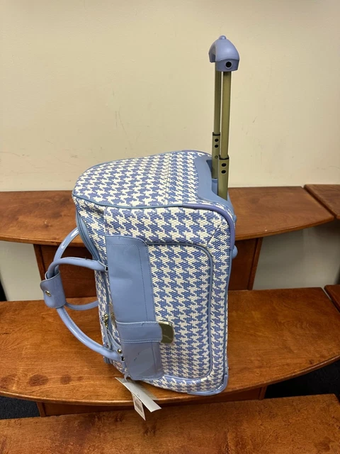 New Samantha Brown Rolling Embossed Houndstooth Wheeled Weekender Lavender/White