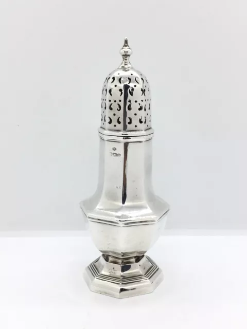 Vintage Solid Sterling Silver sugar caster shaker / muffineer 18cm tall / 121g