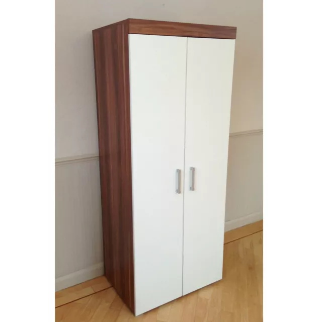 2 Door Double Wardrobe in White & Walnut Bedroom Furniture * NEW * Set available