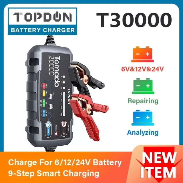 TOPDON T30000 Cargador de batería de coche inteligente 24V Reparación de batería