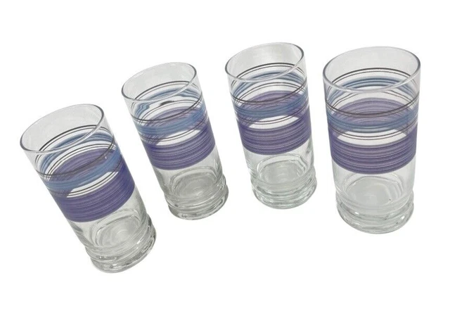 Pfaltzgraff Rio Glass Tumblers Blue 16 oz Lot of 4
