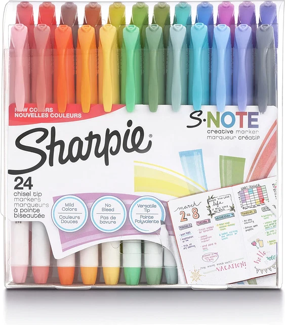 S-Note Creative Markers, Highlighters, Assorted Colors, Chisel Tip, 24 Count