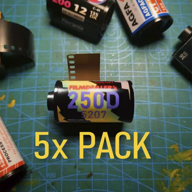 5XPACK Filmdealer's 250D/5207 35mm,  Cinestill Portra motion picture film