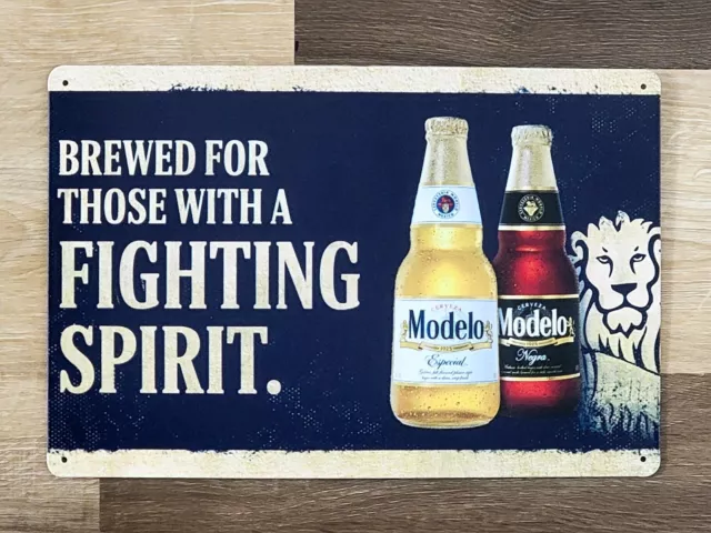 Modelo Especial Negra Fighting Spirit Beer  Metal Sign  Man Cave Pub Bar Decor