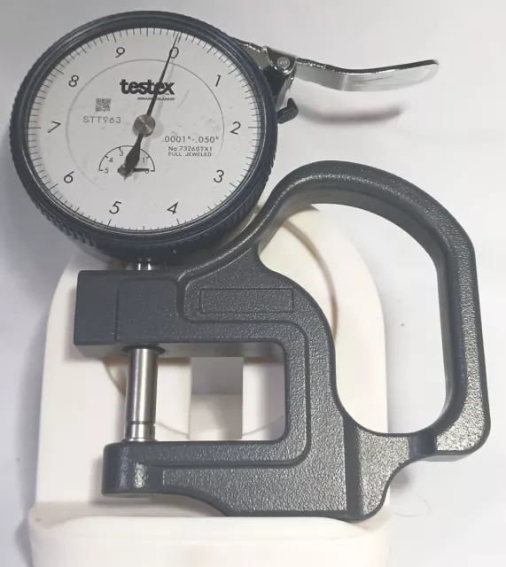 Testex 7326STX1 Full Jeweled Dial Thickness Gauge Mechanical .0001-.050" Grad