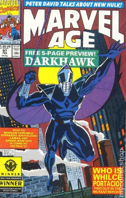 Marvel Age #97 VG 1991 Stock Image 1st app. Darkhawk