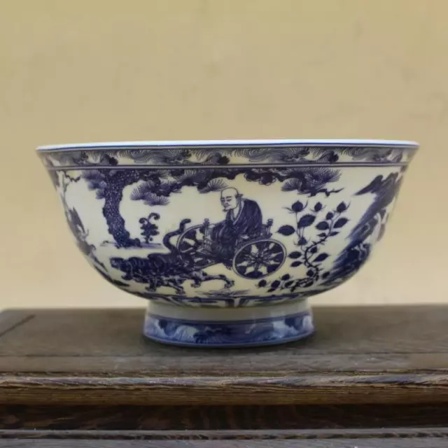 Chinese Blue and White Porcelain Qianlong Guiguzi Character Design Bowl 6.2 inch