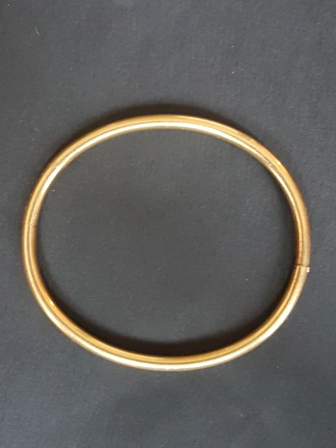 Bracelet Jonc Rigide Vintage En Métal Plaqué Or - Finement Gravé - Modèle Ancien