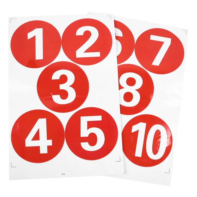 2 FEUILLES PVC Numéro de série PVC Stickers Numéro étanche Paster rond ...