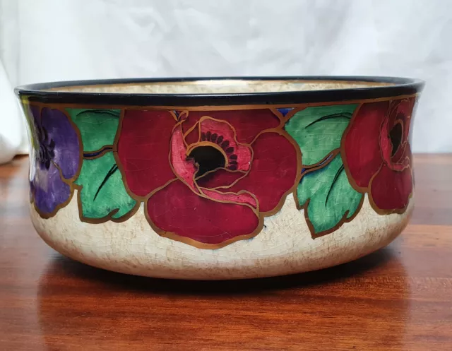 Regal Ware Pottery Company, "Poppy" Hand painted by CH Burton, deep bowl