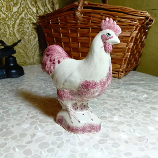 Vintage Rye Pottery Red Porcelain Rooster Cockerel Hand Made 22cm/9inches tall
