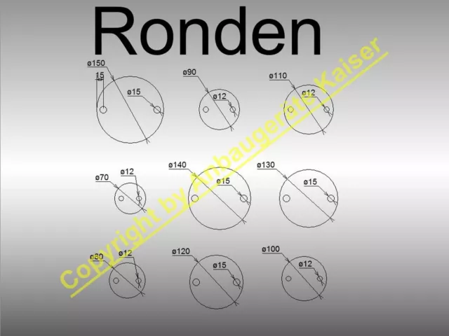 Ronden, Eisenscheiben, Anschraubplatten, aus Stahlblech, div. Durchmesser 2