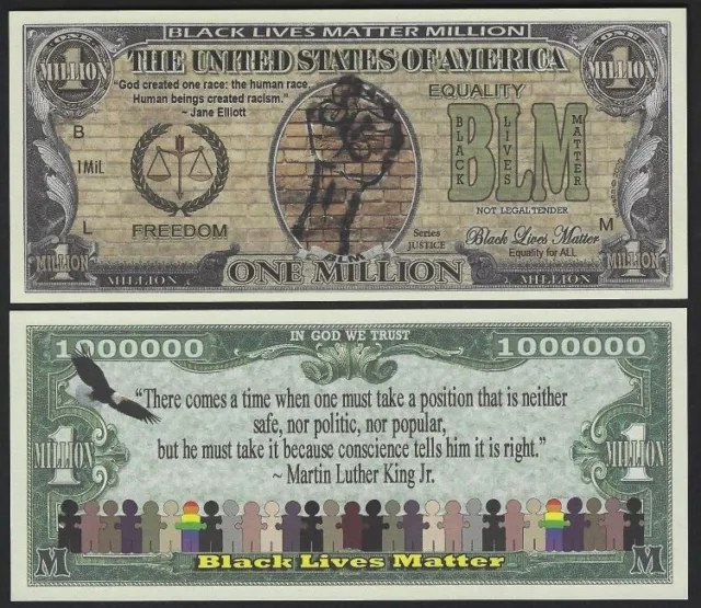 Noir Vie Matter Million Dollar Nouveauté Monnaie