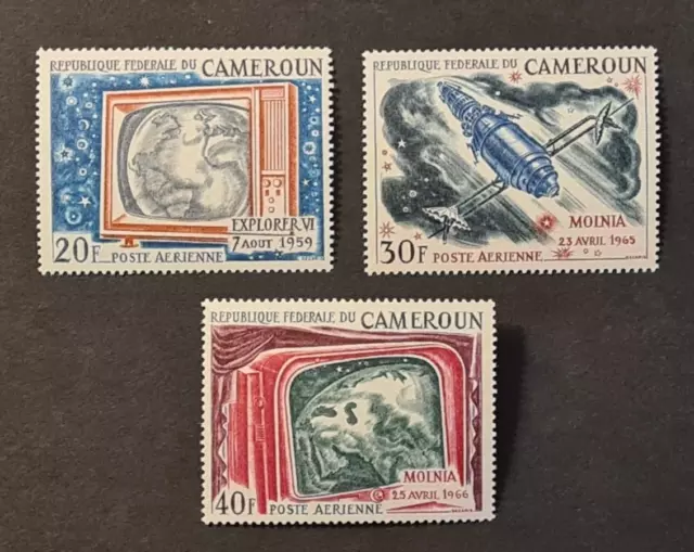 CAMEROON FRENCH 1960s XF MNH SET SPACE SATELITES AIRMAIL