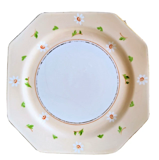 Set of 5 Paragon England Art Deco Blush Pink Floral Daisy Plates Saucers 6 1/2"