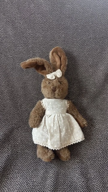 P8/ Peluche lapin marron style vintage - La Galleria - Doudou lapinou avec robe