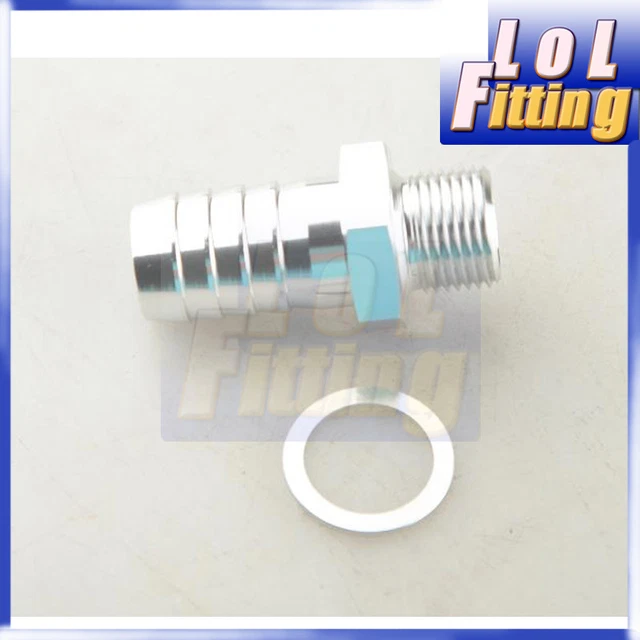 Bosch 044 Fuel Pump Hose Barb Fitting - M10 M12 M14 M18 Aluminum Adapter, Black/Blue/Silver