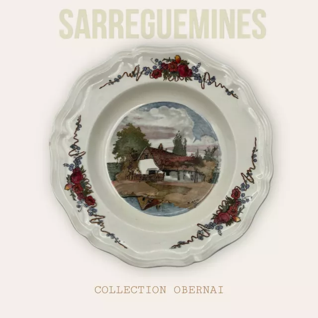Ancienne assiette creuse Sarreguemines Obernai Décor H LOUX 25 Cm