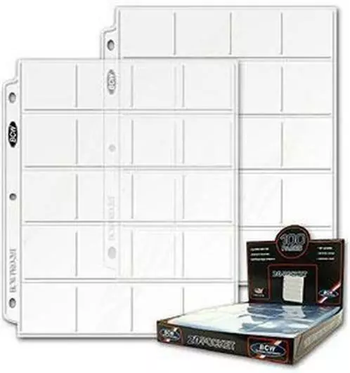 15 X 20 Pocket 2x2 Coin Holder Pages BCW Brand