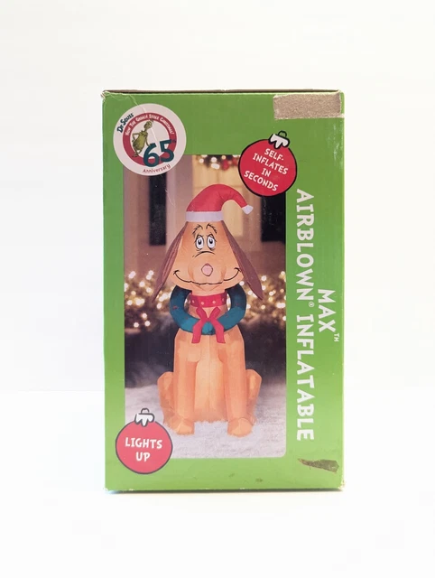 MAX AIRBLOWN INFLATABLE 4.5ft, MAX WITH WREATH, LIGHTS UP, IN DOOR OR OUT. New