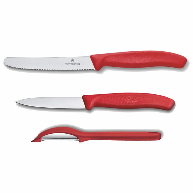 Victorinox Küchenset 3tlg. Gemüsemesser Tomatenmesser Schäler  / rot