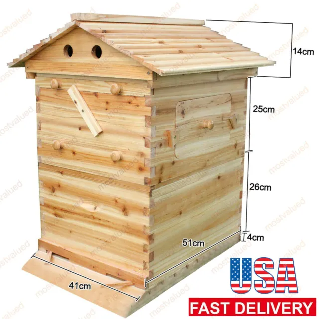 Beehive Box 7-Frame Size Super Brood Cedarwood House Beekeeping Bee hive Tool US