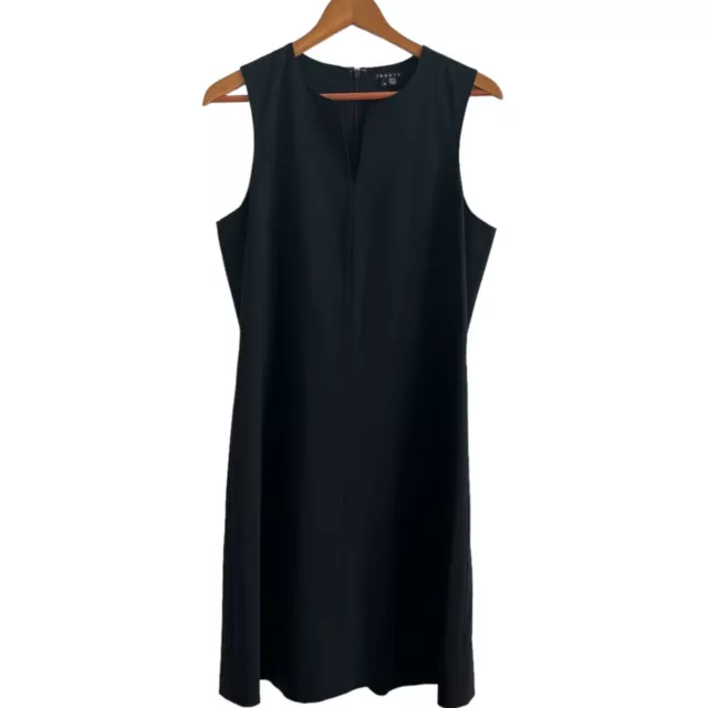 Theory Miyani Sevona Stretch Wool Sheath Dress Black Sleeveless Lined Size 10