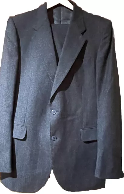 Abito Invernale Su Misura John Lewis Partnership Classico Vintage Anni '80 Blu/Grigio Uk 42L