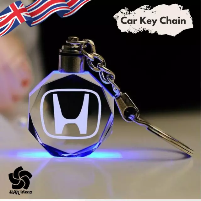LED Logo Car Changing Metal Key Chain Fairy Lights Ignition Honda Keyrings UK