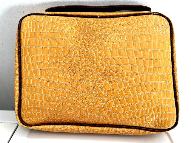 Samantha Brown Yellow Croc Embossed Jewelry Cosmetic Travel Case Organizer 2