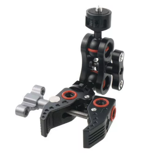 BGNing Camera Clamp Crab Claw Dual Ball Head Mount Magic Arm 1/4 3/8 Adapter 2