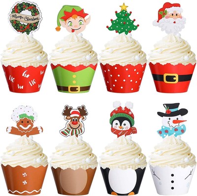 Topper per Cupcake Hillylolly 6 Pezzi Natale Cupcake Decorazione Decorazioni Natalizie Cupcake di Natale per la Festa di Natale Natale Cupcake Toppers Decorazioni Decorazioni Natalizie Cupcake 