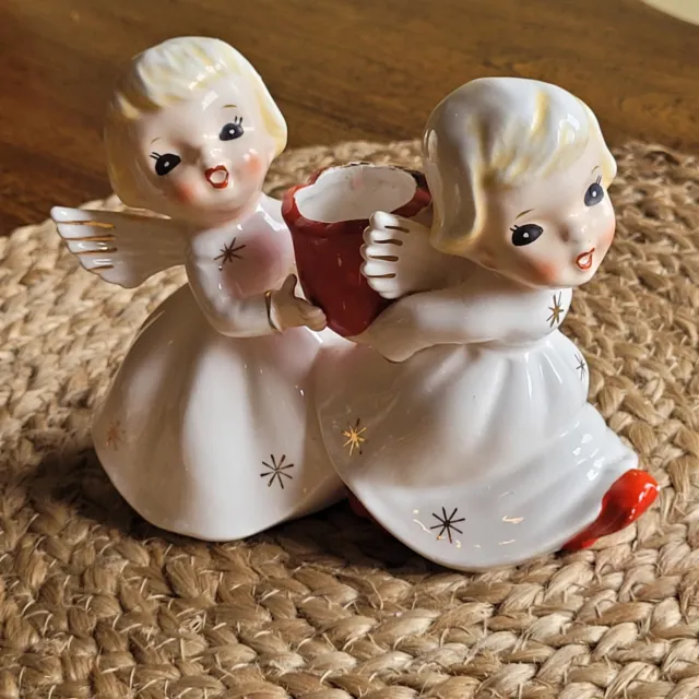 Vintage MCM Kitschy Christmas Angel Single Taper Candle Holder Figurine Japan