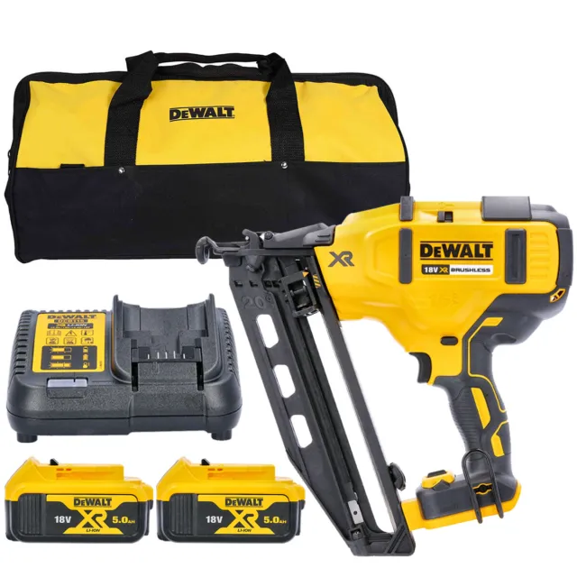 DeWalt DCN660 18V XR Brushless 60mm Second Fix Finishing Nailer With 2 x 5.0A...