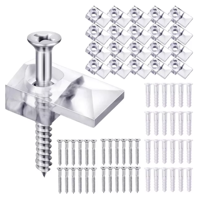 20Pcs Wall Mirror Holder Clips Kit with Screws & Anchors Drywall Mounting Set