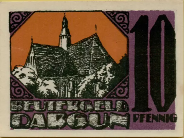 4962: 3 verschiedene Banknoten Notgeld 10 25 50 Pfennig Reutergeld Dargun 1921