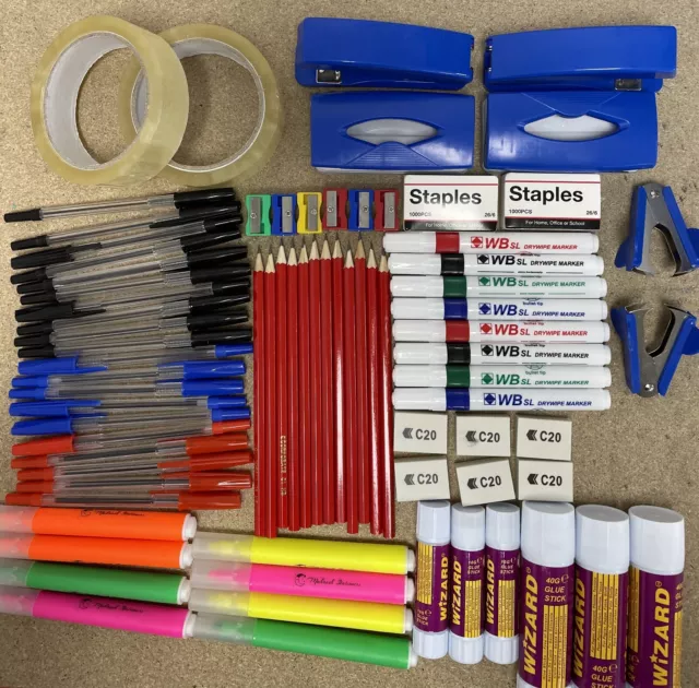 STATIONERY JOB LOT Pens Pencils Erasers Sharpeners Dry Wipe Staplers