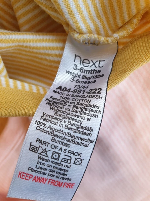 NEXT Baby Girl's Striped Vests Bodysuit Clothes Bundle Size 3 - 6 Months 3