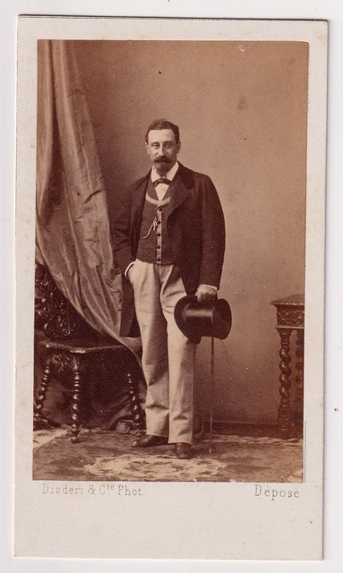 Tirage Albuminé Vintage Disdéri - Duchesse D'Albe, Sœur D'Eugénie De Montijo - Paris 1865, Format 6.5x10.5 Cm