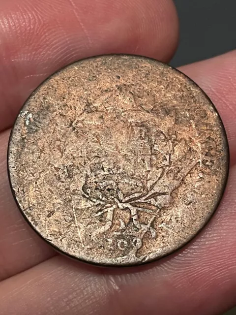 1798 Draped Bust Large Cent Penny- S-186, Large Reverse Die Break