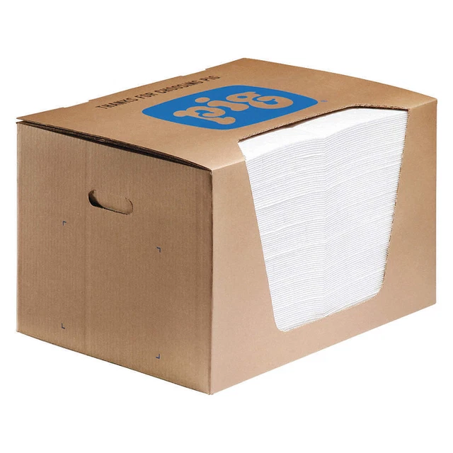 PIG MAT440 Absorb Pad,Oil-Based Liquids,White,PK100