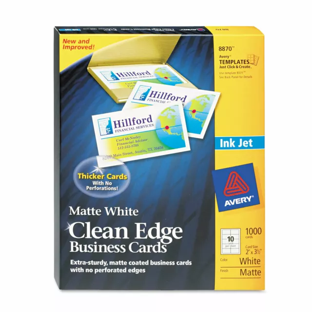 Avery Clean Edge Printable Business Cards 2 x 3-1/2, White, 200 Cards  (8879)