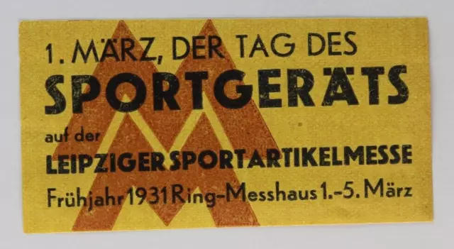 Sports Equipment Expo / Fair Leipzig 1931 German Poster Stamp Ad