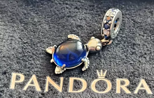 pandora charm tortue murano bleu foncé argent sterling 925